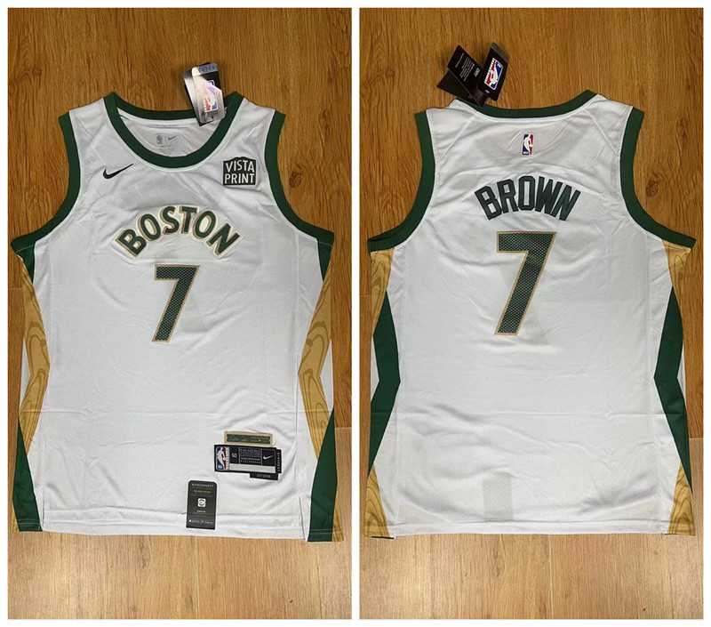 Celtics 7 Jaylen Brown White Nike 2023-24 City Edition Swingman Jersey->dallas mavericks->NBA Jersey